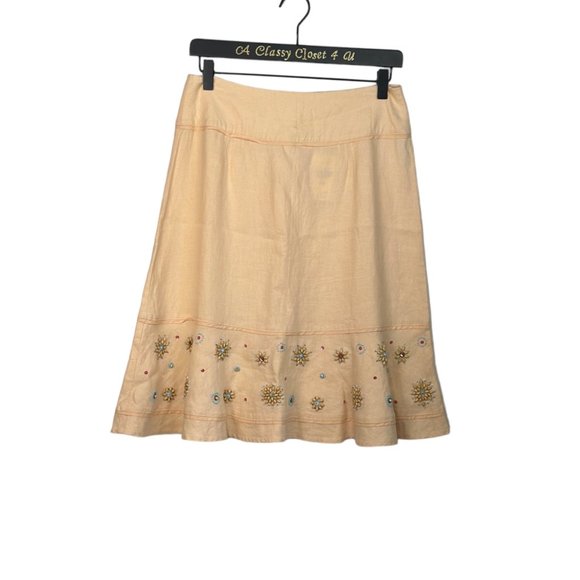J.Jill Linen Peach Linen A-Line Skirt 4P - Picture 5 of 14
